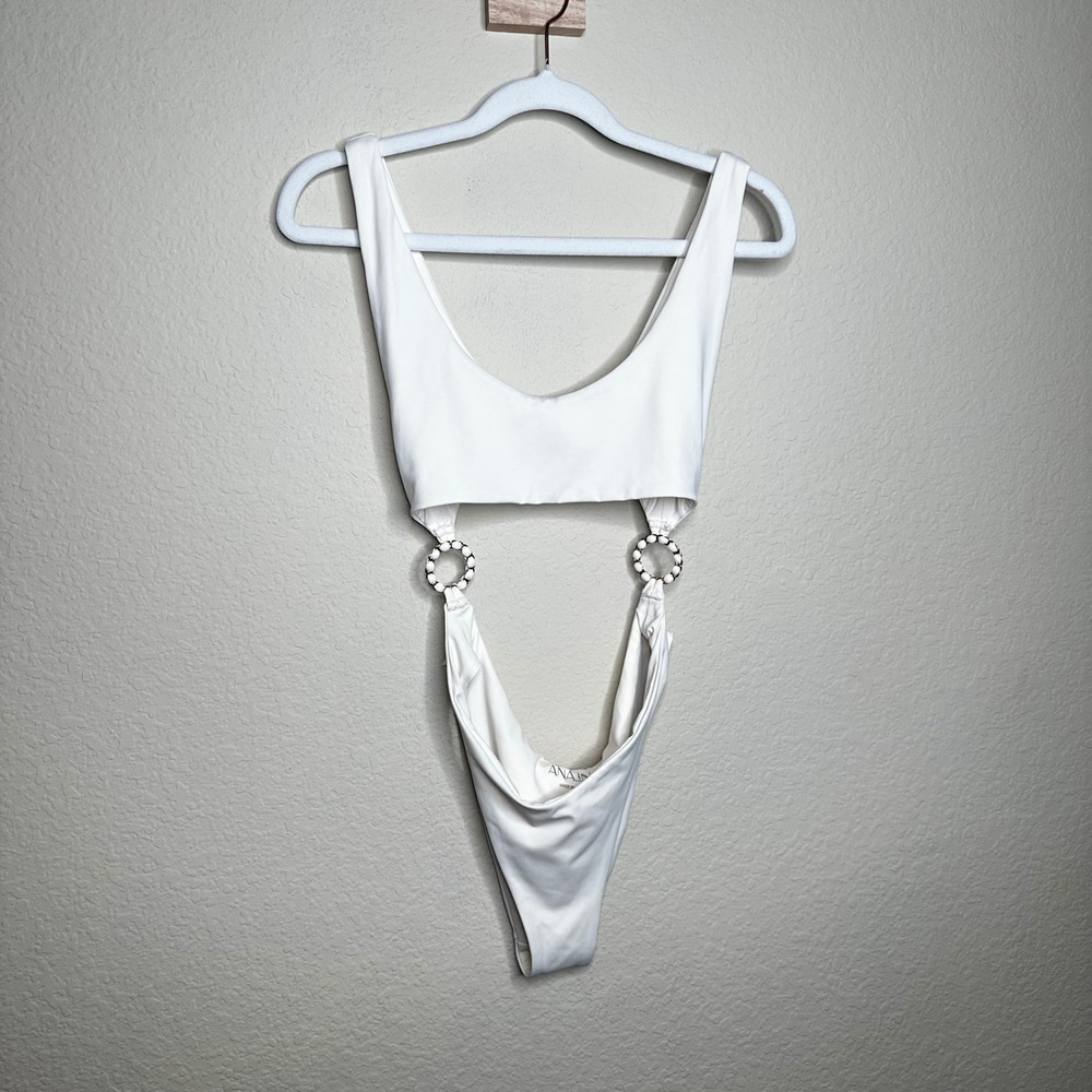 ANAINA White Cutout Monokini One Piece Swimsuit with Ring Detail Medium - Picture 1 of 4